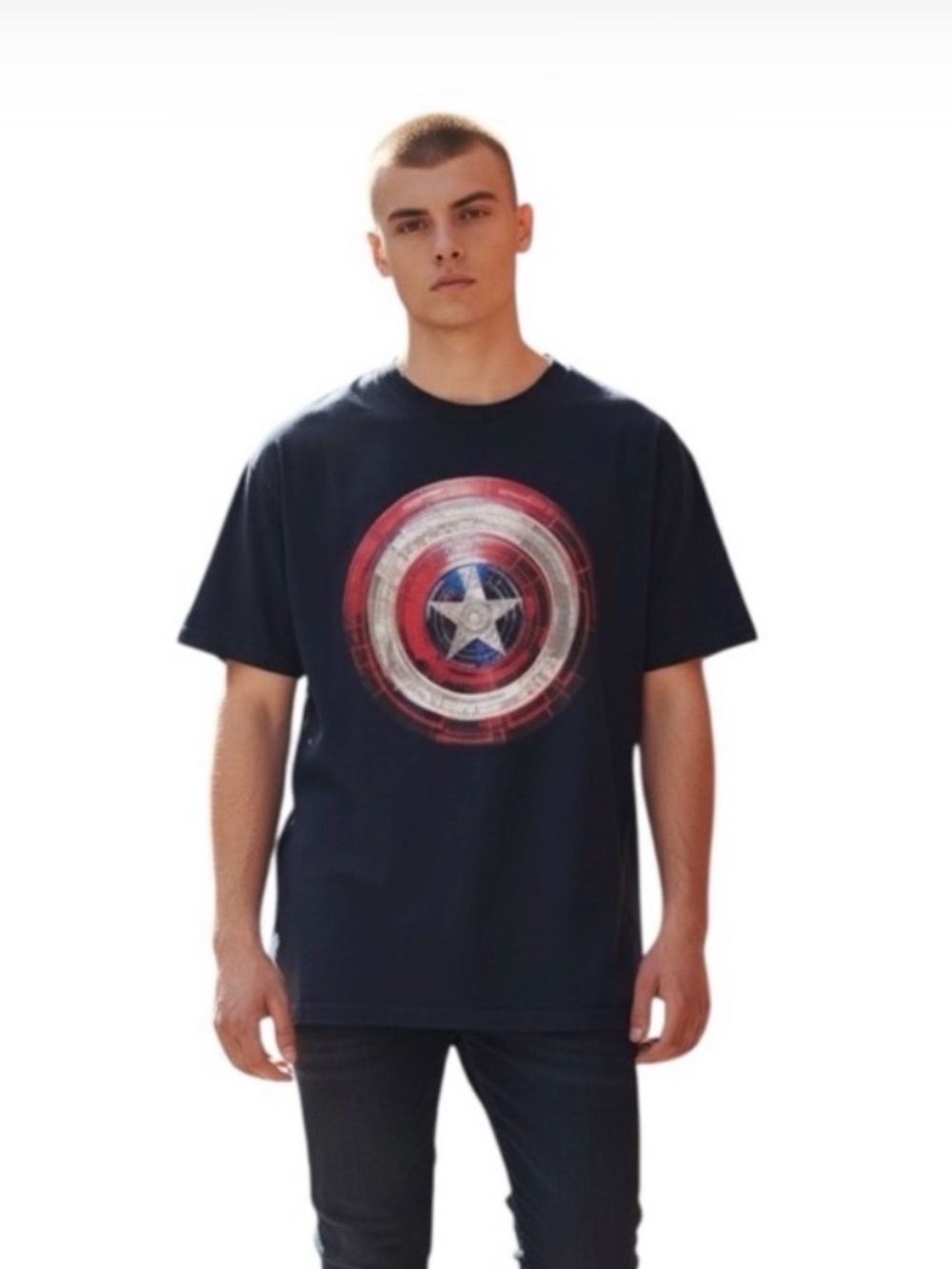 MARVEL Captain America The Winter Soldier Shield Men’s Navy T-Shirt